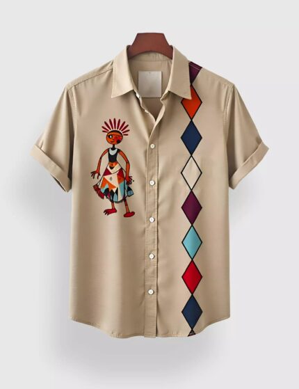 Pitch Block Dance Designer Men’s Half Sleeves Printed Shirt Exclusive