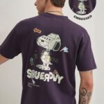 Purple Graphic Back Print Cotton T Shirt