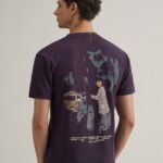 Purple Graphic Printed Cotton T Shirt