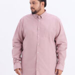 Plus Size Men Regular Fit Dusty Pink Solid Formal Full Sleeve Shirt