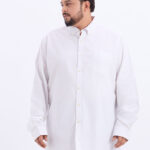 Plus Size Men Regular Fit White Solid Cotton Formal Shirt