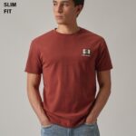 Red Printed Slim Fit Cotton T Shirt
