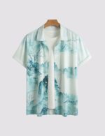 Blue Painting Men’s Half Sleeve Casual Printed Shirt