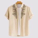 Brown Border Men’s Half Sleeve Casual Printed Shirt