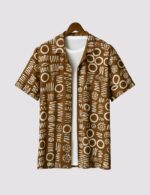 Brown Mandala Men’s Half Sleeve Casual Printed Shirt