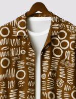 Brown Mandala Men’s Half Sleeve Casual Printed Shirt - Image 2