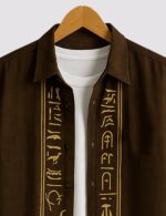Brown Text Men’s Half Sleeve Casual Printed Shirt - Image 2