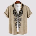 Brown Mandala Men’s Half Sleeve Casual Printed Shirt