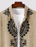 Brown Mandala Men’s Half Sleeve Casual Printed Shirt - Image 2