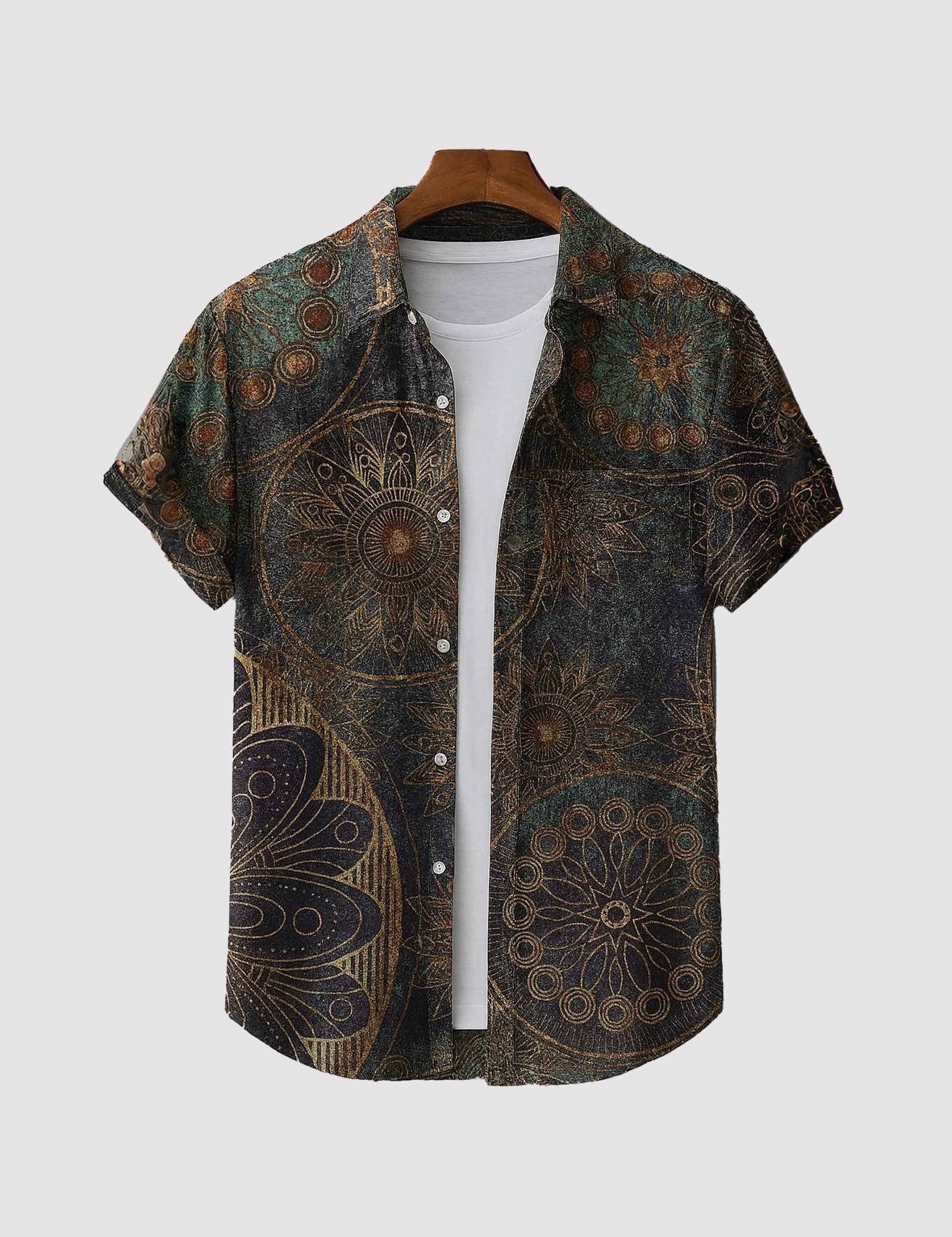 ST_GRFT_MANDALA_1.jpg Graffitty Mandala Men’s Half Sleeve Casual Printed Shirt - Image 1