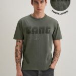 Sage Green Embellished Cotton T Shirt
