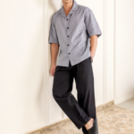Old Money Cuban Collar Combo Grey and Black Elegant Retro Men?s Co Ord