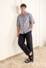 Old Money Cuban Collar Combo Grey and Black Elegant Retro Men?s Co Ord