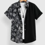 Black Illusion Designer Men’s Half Sleeves Printed Shirt Exclusive