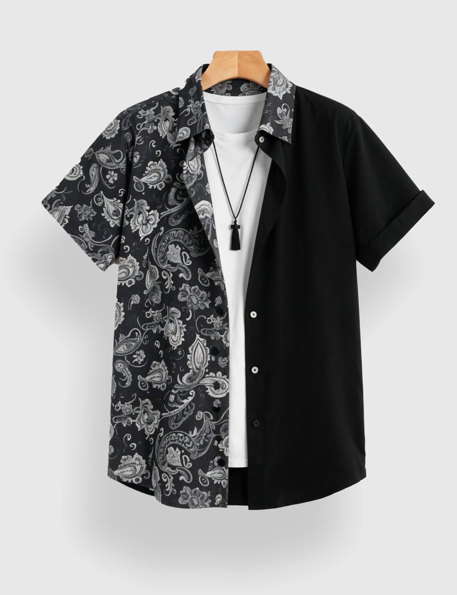 TS_BLACK_ILLUSION_1.jpg Black Illusion Designer Men’s Half Sleeves Printed Shirt Exclusive - Image 1