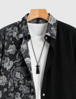 Black Illusion Designer Men’s Half Sleeves Printed Shirt Exclusive - Image 2