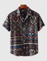 Brown Mandala Designer Men’s Half Sleeves Printed Shirt Exclusive