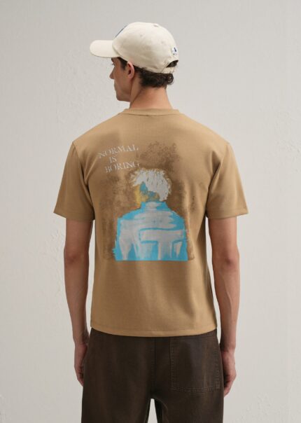 Tan Graphic Back Printed T Shirt