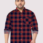 Tartan Plaid Check Pattern Men Plus Size Cotton Shirt