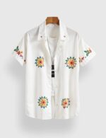 White Sunflower Men’s Half Sleeves Printed Shirt Exclusive
