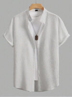 Men’s Textured Half Sleeve White Shirt