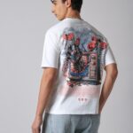 White Back Print Relaxed Fit Cotton T Shirt