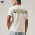 White Back Print Slim Fit Cotton T Shirt