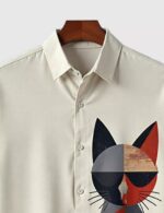 White Multicat Designer Men’s Half Sleeves Printed Shirt Exclusive - Image 2