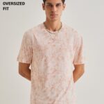 White Red Brushstroke Oversized T Shirt