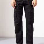 Black Cotton Cargo Pants with Multiple Utility Pockets