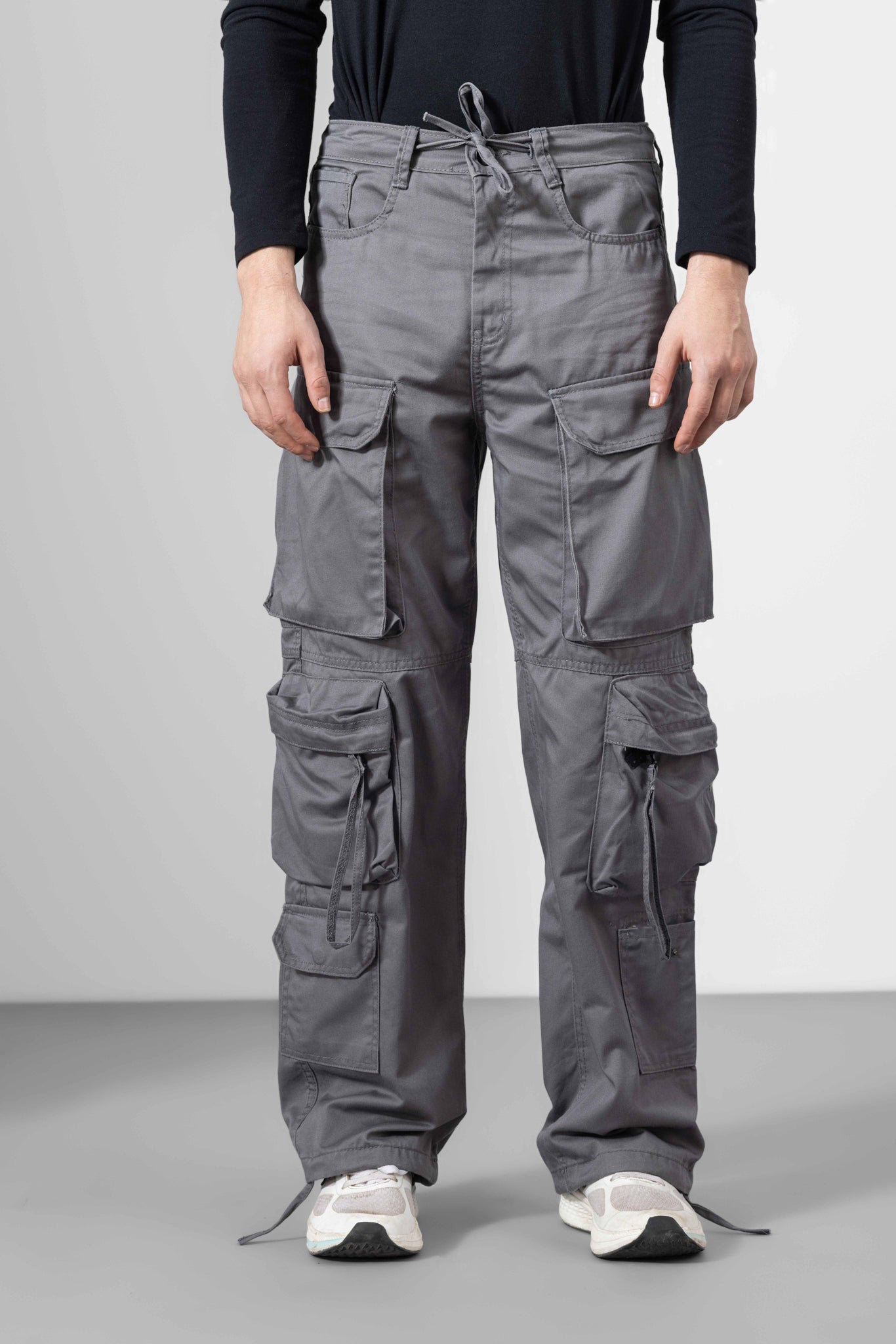 ZHP_6685.jpg Urban Grey Utility Cargo Pants for Men with Relaxed Comfort - Image 1