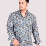 Abstract Cotton Print Men Plus Size Full Sleeve Shirt
