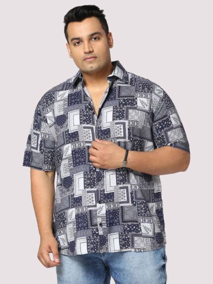 Battleship Graphic Digital Print Men Plus Size Half Sleeve Shirt