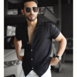 Men’s Textured Half Sleeve Black Shirt