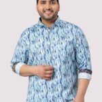 Blue Terrain Digital Print Men Plus Size Full Sleeve Shirt