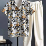 Classy Yellow Flower Mens Full Set Trouser And Shirt Half Sleeves