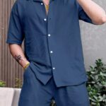 Blue Color Mens Full Set Trouser And Shirt Half Sleeves