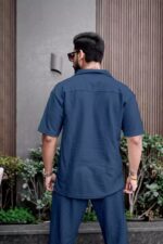 Blue Color Mens Full Set Trouser And Shirt Half Sleeves - Image 2