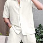 White Color Mens Full Set Trouser And Shirt Half Sleeves