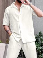 White Color Mens Full Set Trouser And Shirt Half Sleeves