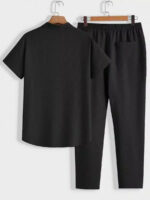 Solid Black Color Mens Full Set Trouser And Shirt Half Sleeves - Image 2