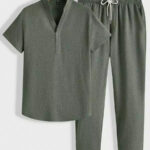 Solid Gray Color Mens Full Set Trouser And Shirt Half Sleeves