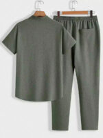 Solid Gray Color Mens Full Set Trouser And Shirt Half Sleeves - Image 2