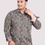 Diamond Saffron Digital Printed Men Plus Size Shirt