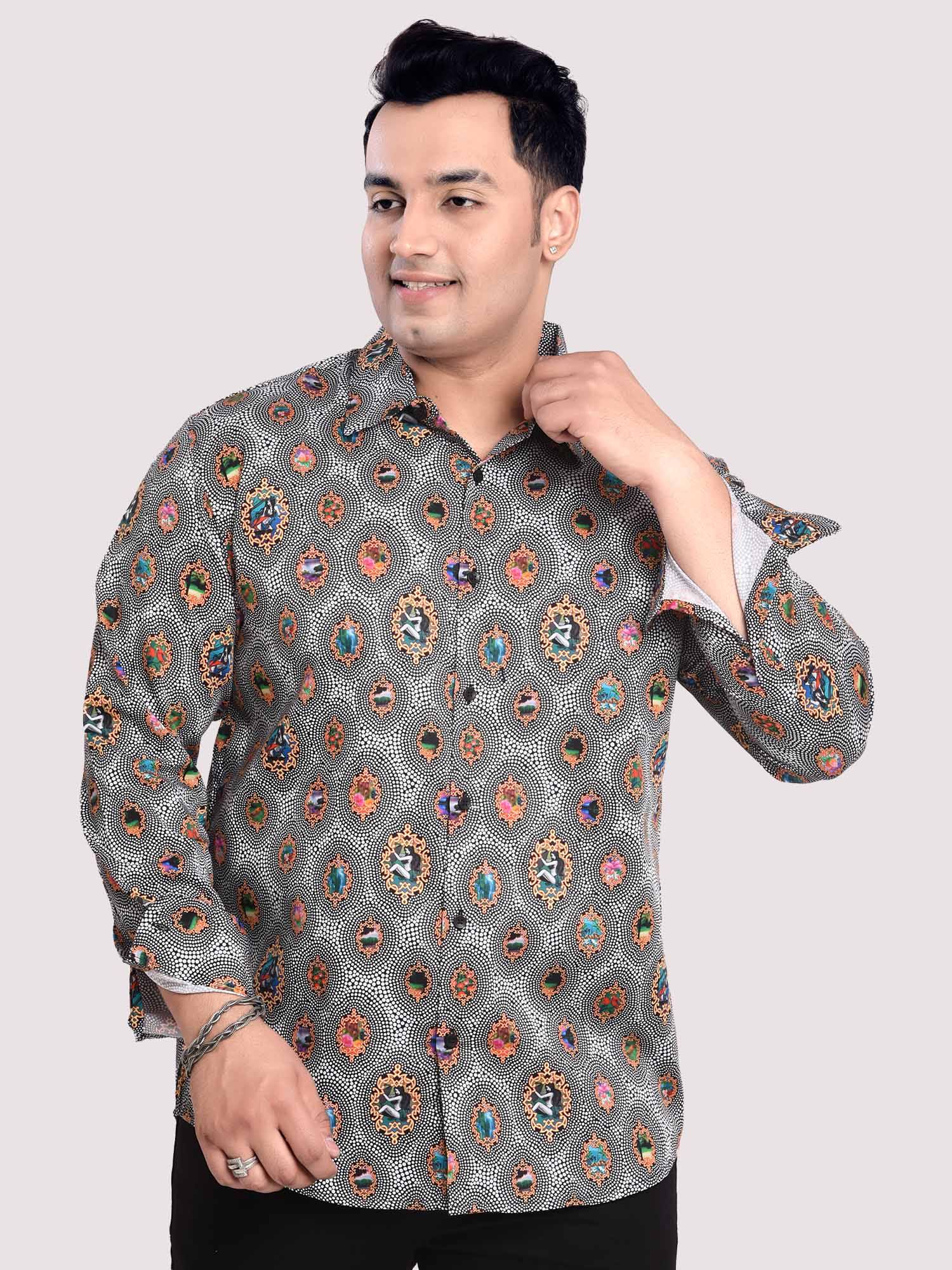 diamond-saffron-digital-printed-shirt-men-s-plus-size-guniaa-fashions-1.jpg Diamond Saffron Digital Printed Men Plus Size Shirt - Image 1