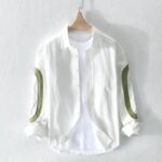 white cut-pest long sleeve mens shirt