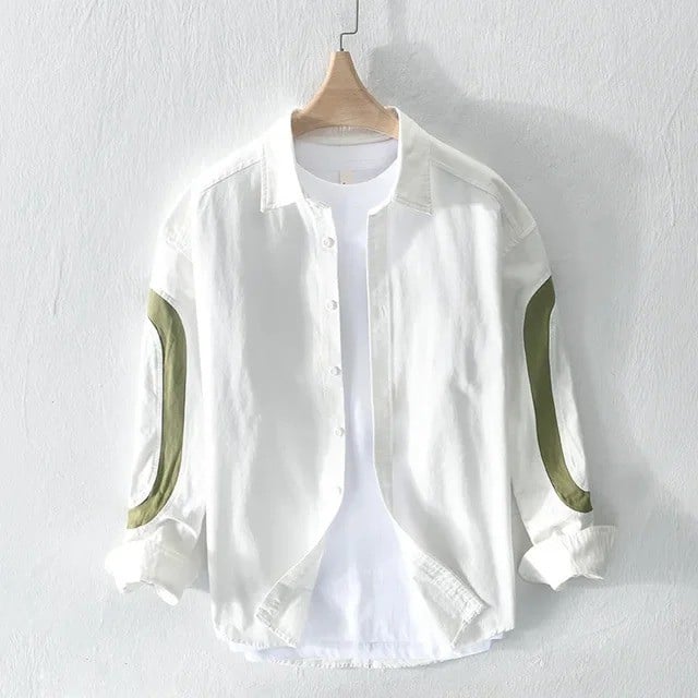 f34d95e5-a189-4021-abc9-5a068ada6ff2.jpg white cut-pest long sleeve mens shirt - Image 1