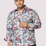 Floral Fusion Digital Print Men Plus Size Full Sleeve Shirt