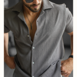 Men’s Textured Half Sleeve Gray Shirt