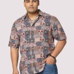 Harmony Abstract Digital Print Men Plus Size Half Sleeve Shirt